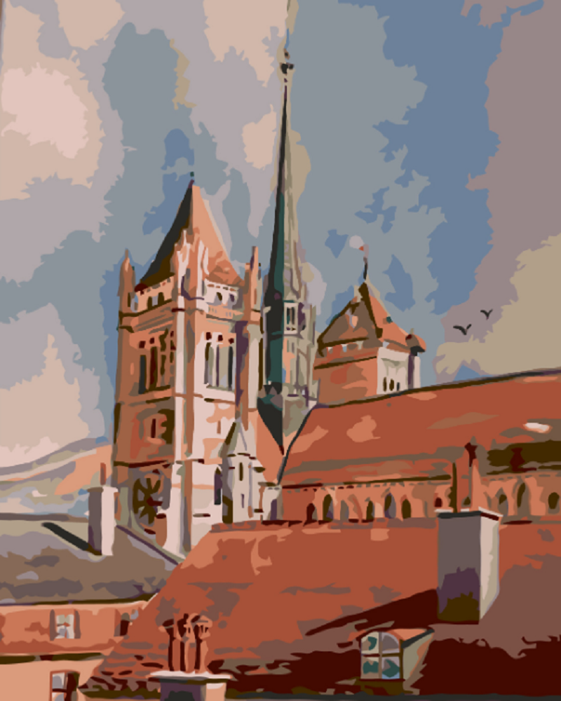 MALUJEŠ Malování podle čísel - VĚŽE A STŘECHY Rozměr: 60x80 cm, Rámování: bez rámu a bez vypnutí plátna