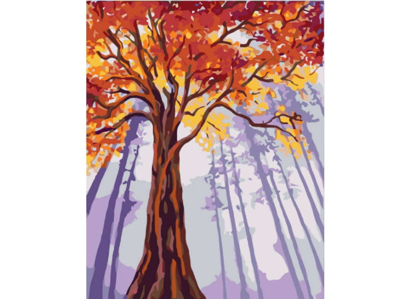 MALUJEŠ Malování podle čísel - VYSOKÝ PODZIMNÍ STROM Rozměr: 30x40 cm, Rámování: bez rámu a bez vypnutí plátna