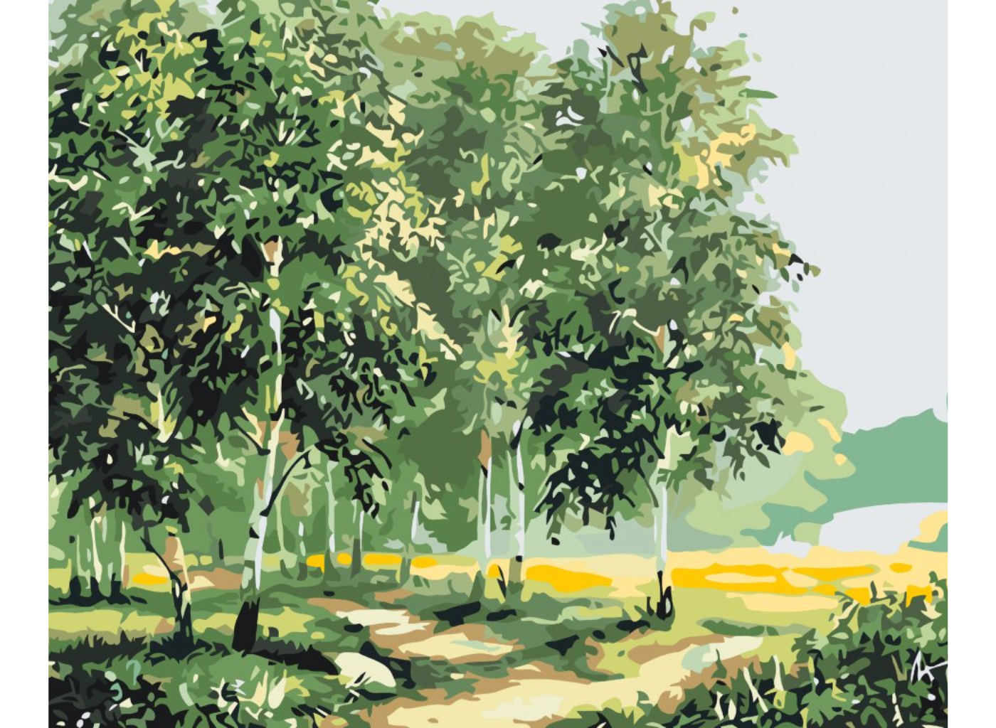 MALUJEŠ Malování podle čísel - BŘÍZY U CESTY II Rozměr: 80x100 cm, Rámování: vypnuté plátno na rám