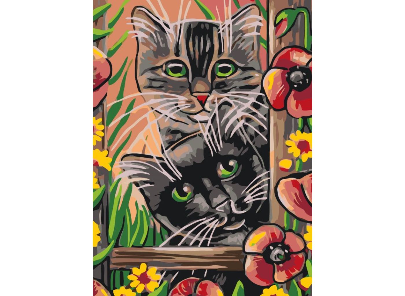 MALUJEŠ Malování podle čísel - KOŤATA V ZAHRADĚ Rozměr: 60x80 cm, Rámování: bez rámu a bez vypnutí plátna