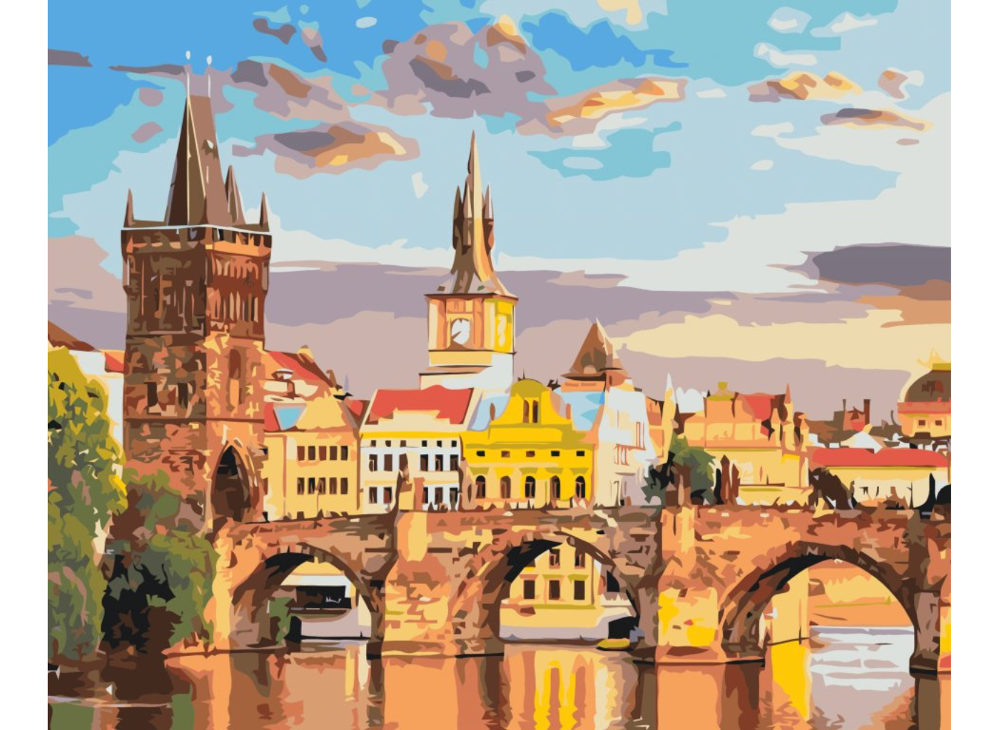 MALUJEŠ Malování podle čísel - POHLED NA KARLŮV MOST Rozměr: 80x100 cm, Rámování: vypnuté plátno na rám