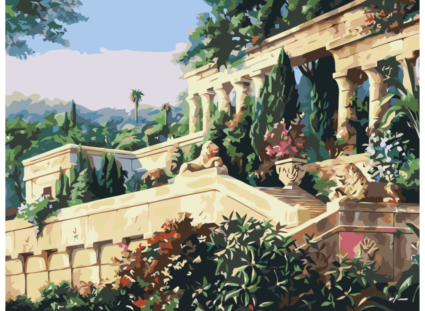 MALUJEŠ Malování podle čísel - ARCHITEKTURA V ZAHRADĚ Rozměr: 30x40 cm, Rámování: bez rámu a bez vypnutí plátna