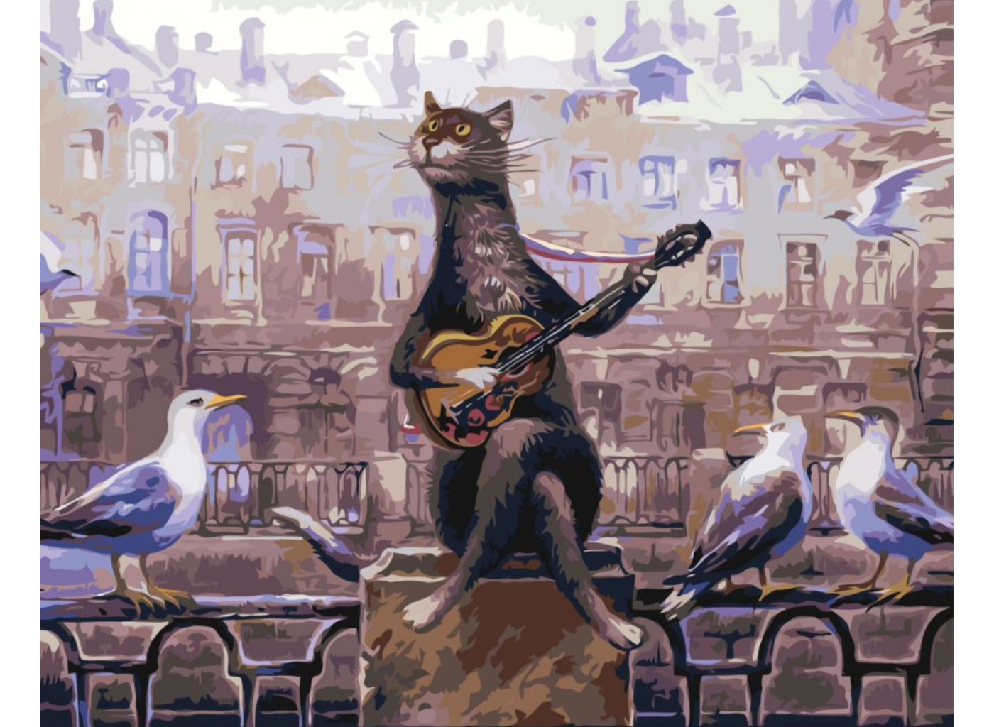 MALUJEŠ Malování podle čísel - KOCOUR MUZIKANT II Rozměr: 80x100 cm, Rámování: vypnuté plátno na rám
