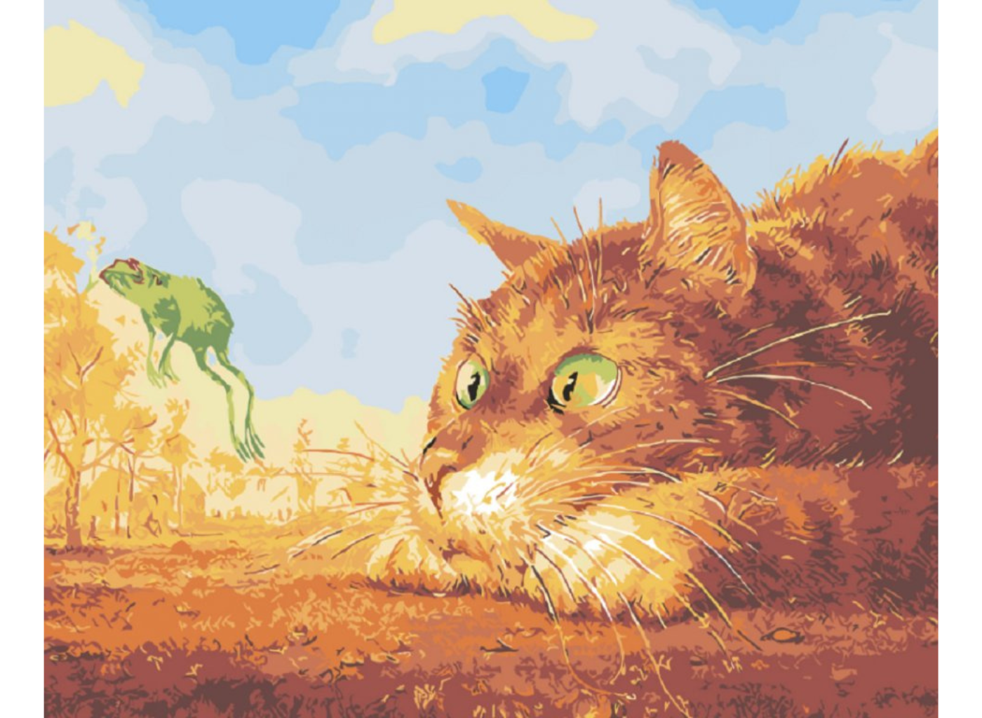MALUJEŠ Malování podle čísel - KOCOUR A SKOKAN Rozměr: 30x40 cm, Rámování: bez rámu a bez vypnutí plátna