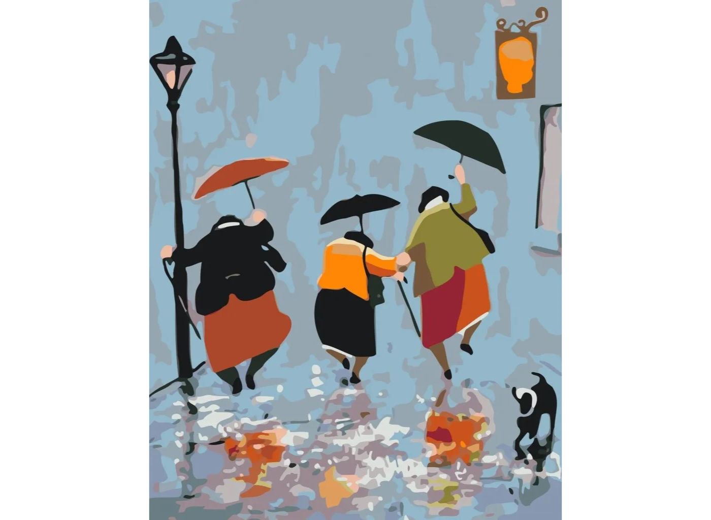 MALUJEŠ Malování podle čísel - TRIO ŽEN V DEŠTI Rozměr: 40 x 50 cm, Rámování: bez rámu a bez vypnutí plátna