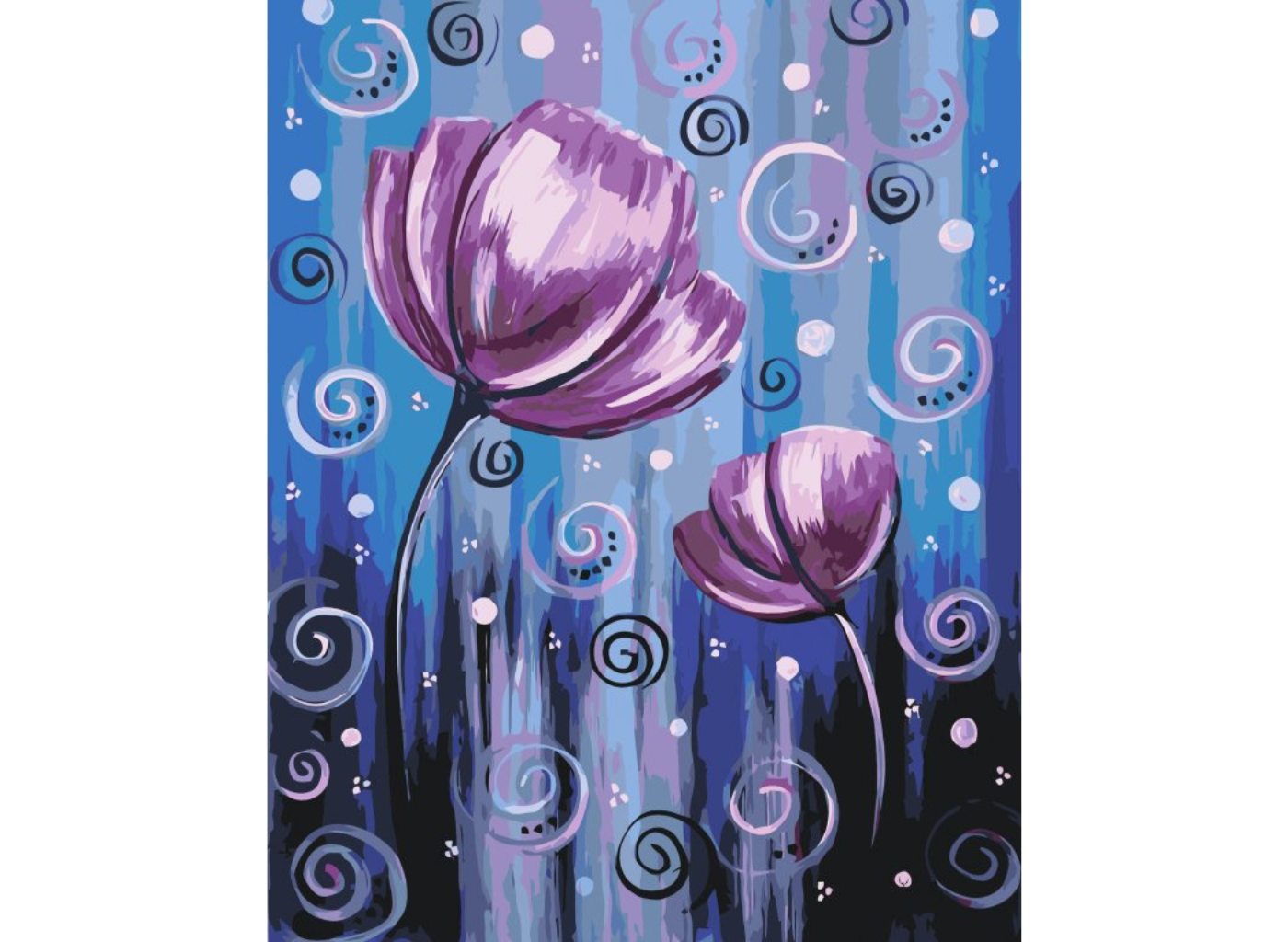 MALUJEŠ Malování podle čísel - KVĚTINY A SPIRÁLKY Rozměr: 30x40 cm, Rámování: bez rámu a bez vypnutí plátna