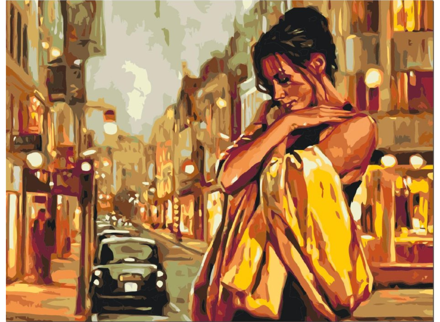 MALUJEŠ Malování podle čísel - OSAMĚLÁ ŽENA NA ULICI Rozměr: 40 x 50 cm, Rámování: vypnuté plátno na rám