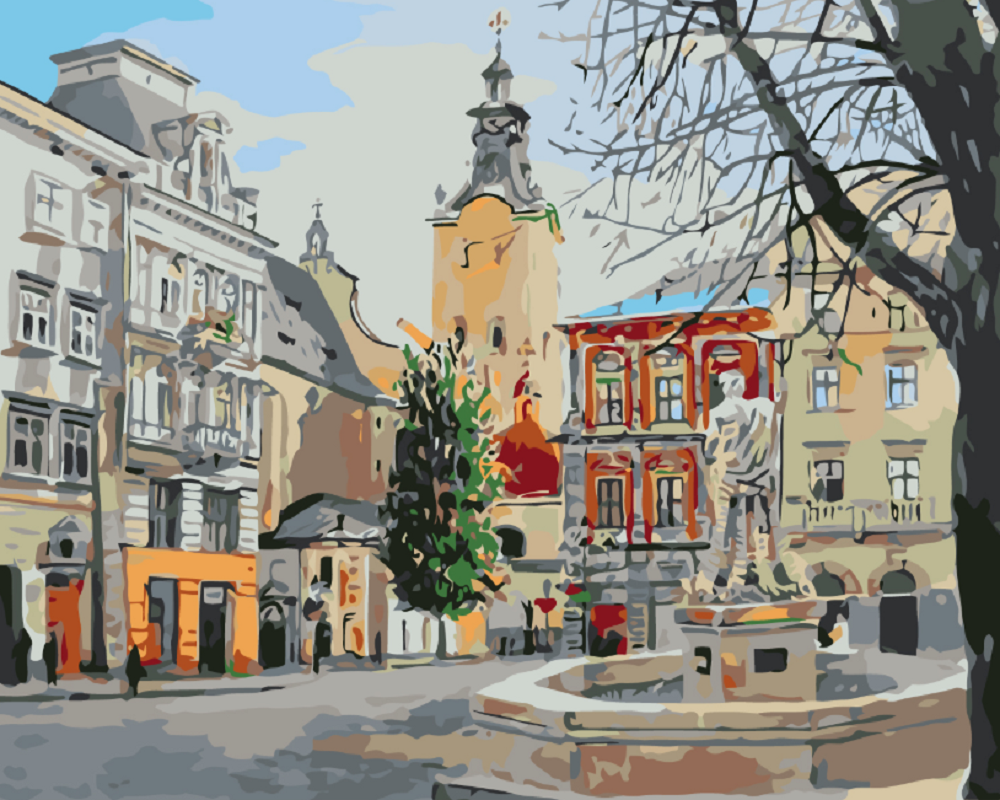 MALUJEŠ Malování podle čísel - KAŠNA NA NÁMĚSTÍ Rozměr: 60x80 cm, Rámování: bez rámu a bez vypnutí plátna