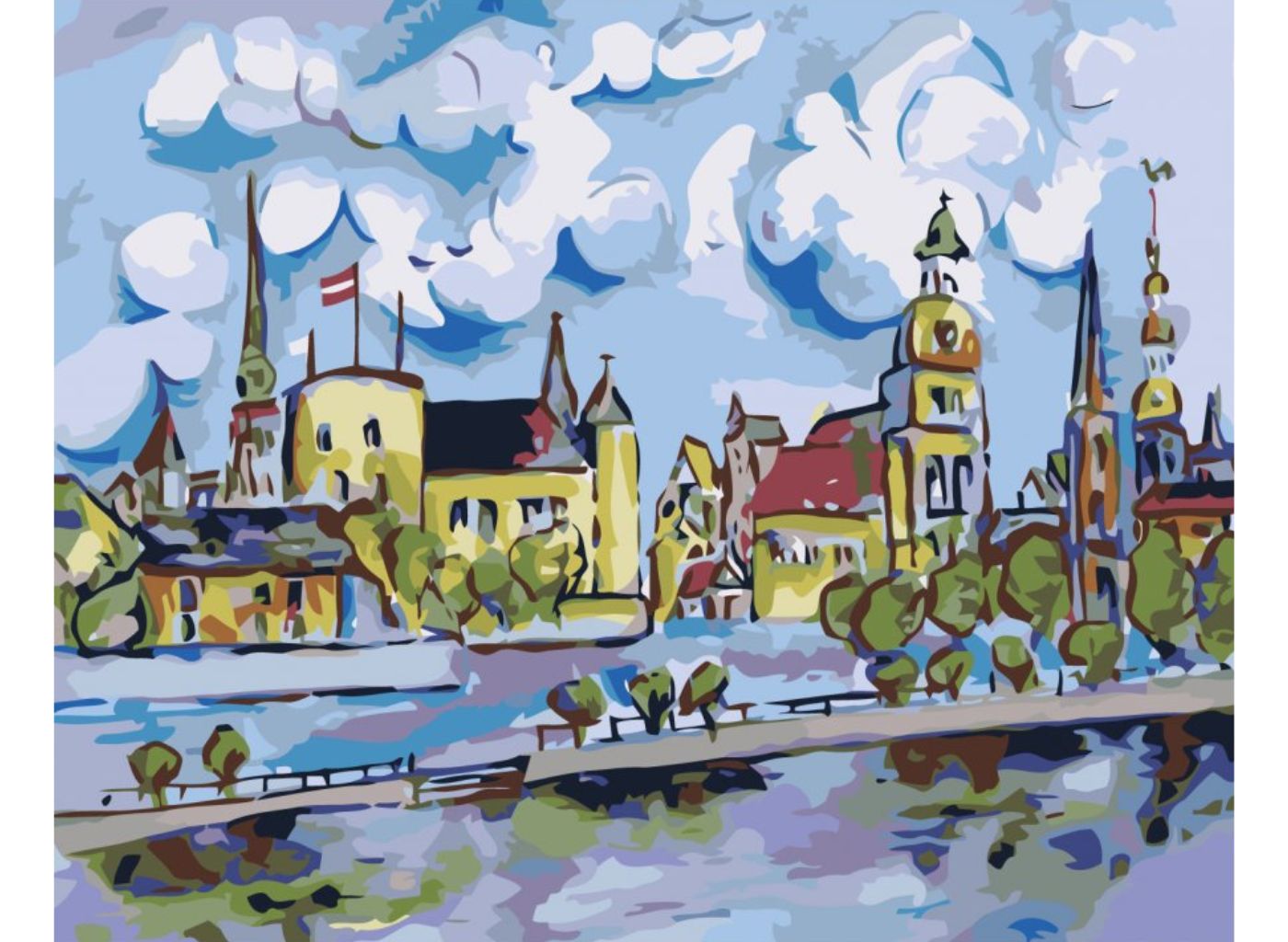 MALUJEŠ Malování podle čísel - CESTA K MĚSTU Rozměr: 40x50 cm, Rámování: bez rámu a bez vypnutí plátna