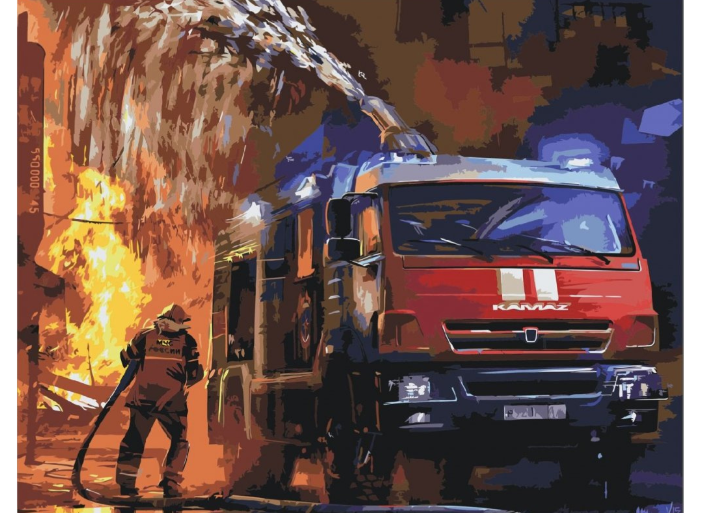MALUJEŠ Malování podle čísel - HASIČI Rozměr: 80 x 100 cm, Rámování: bez rámu a bez vypnutí plátna