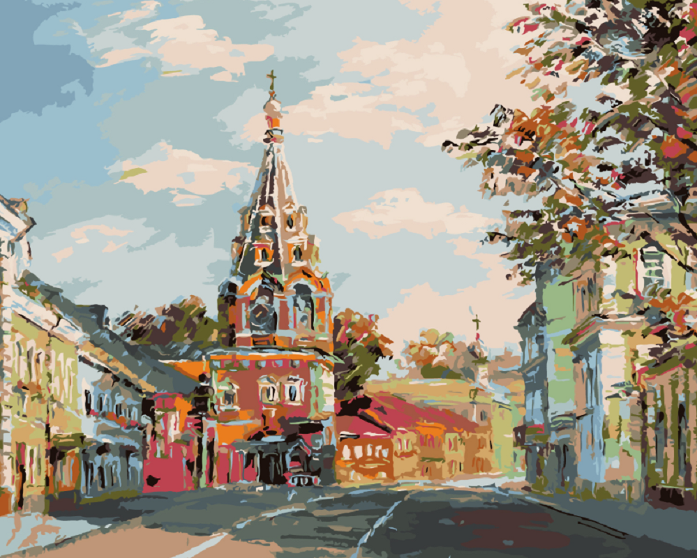 MALUJEŠ Malování podle čísel - KOSTELÍK NA PŘEDMĚSTÍ Rozměr: 60x80 cm, Rámování: bez rámu a bez vypnutí plátna