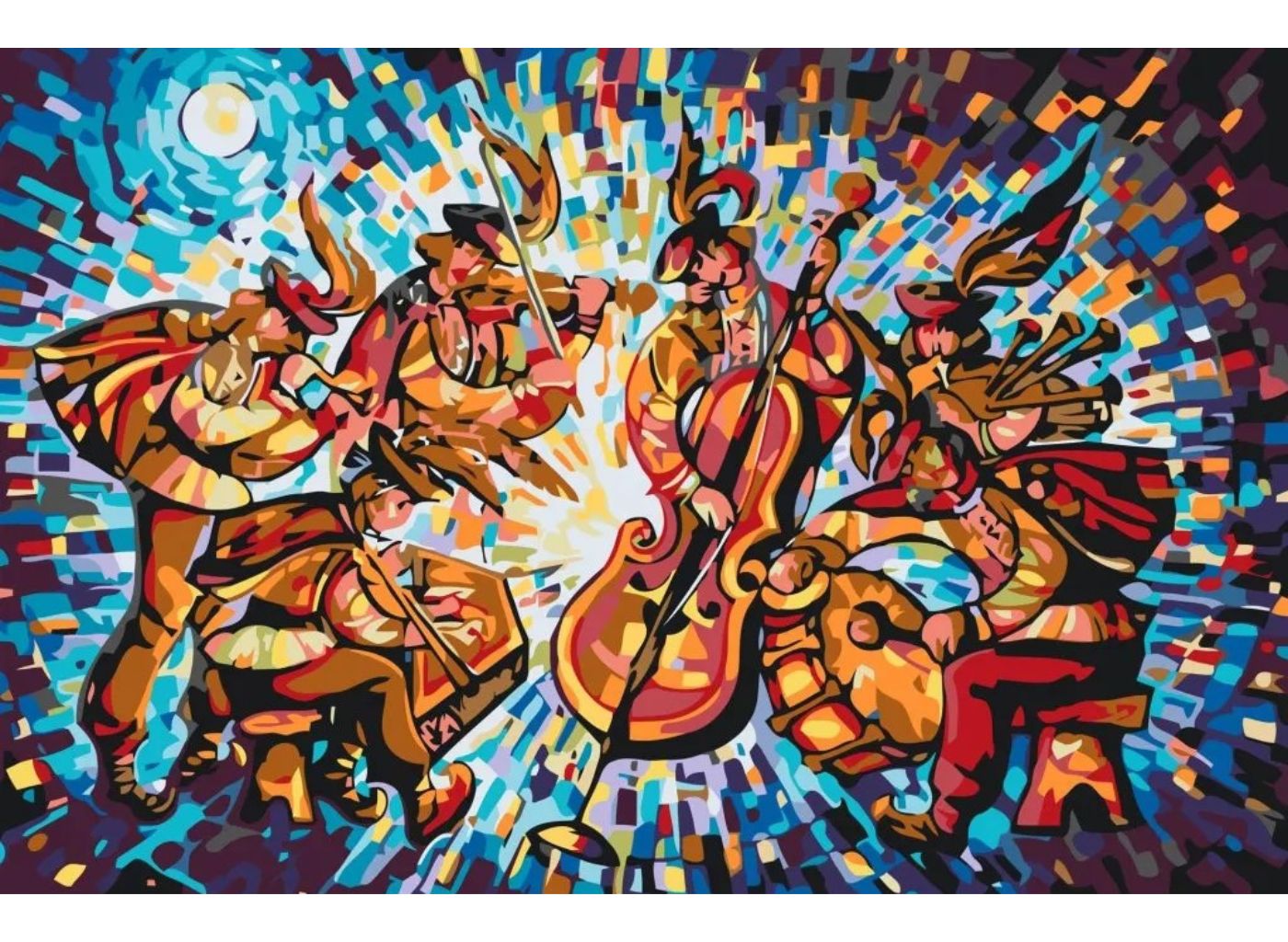 MALUJEŠ Malování podle čísel - KAPELNÍCI V NOCI Rozměr: 60 x 80 cm, Rámování: bez rámu a bez vypnutí plátna