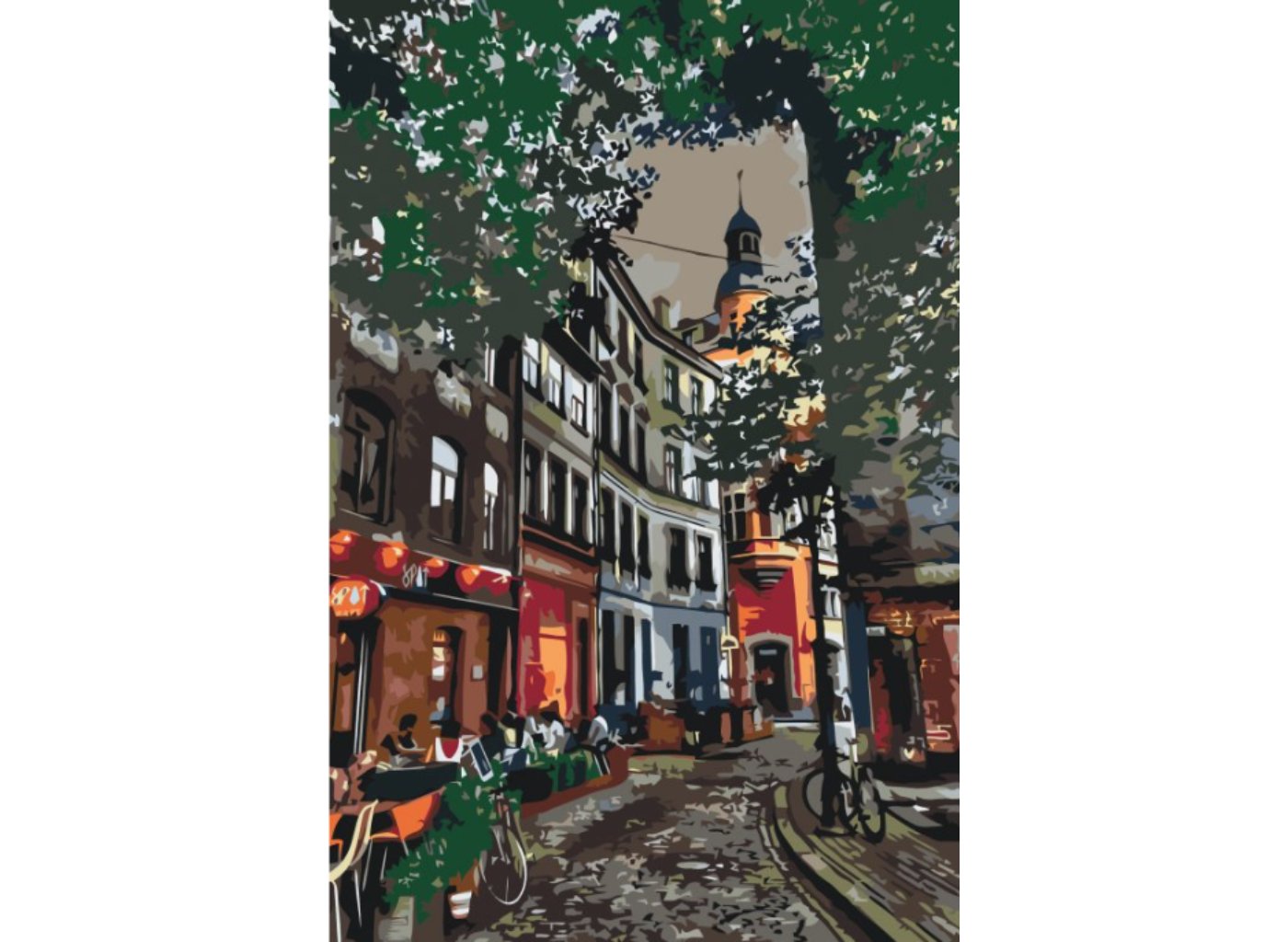 MALUJEŠ Malování podle čísel - MĚSTSKÁ ULIČKA MEZI DOMKY Rozměr: 40x60 cm, Rámování: bez rámu a bez vypnutí plátna