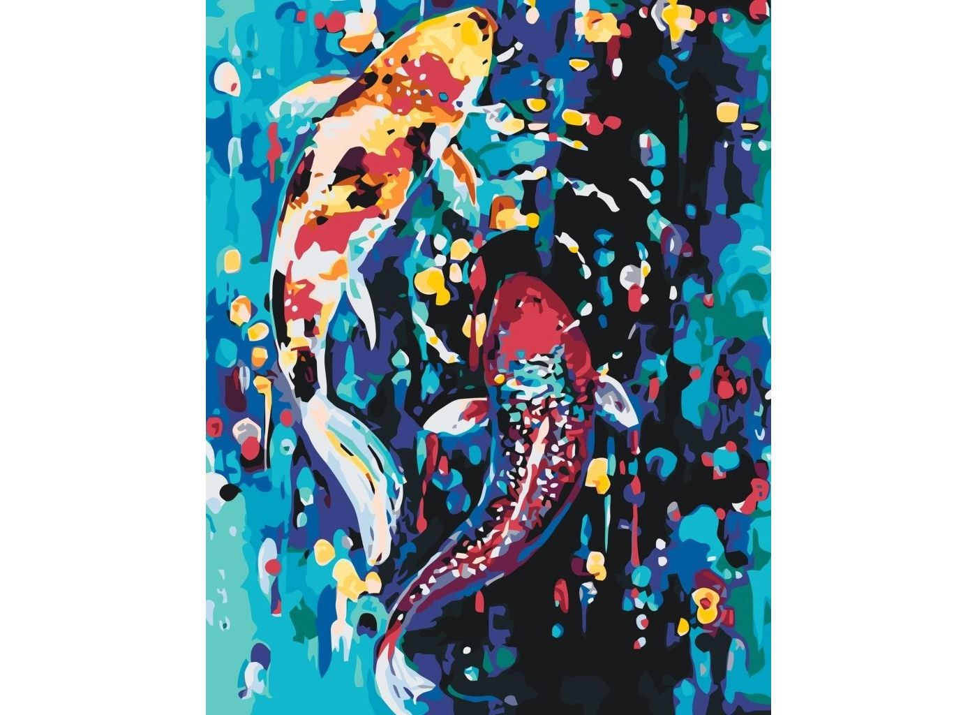 MALUJEŠ Malování podle čísel - DVĚ BAREVNÉ RYBKY Rozměr: 60 x 80 cm, Rámování: bez rámu a bez vypnutí plátna