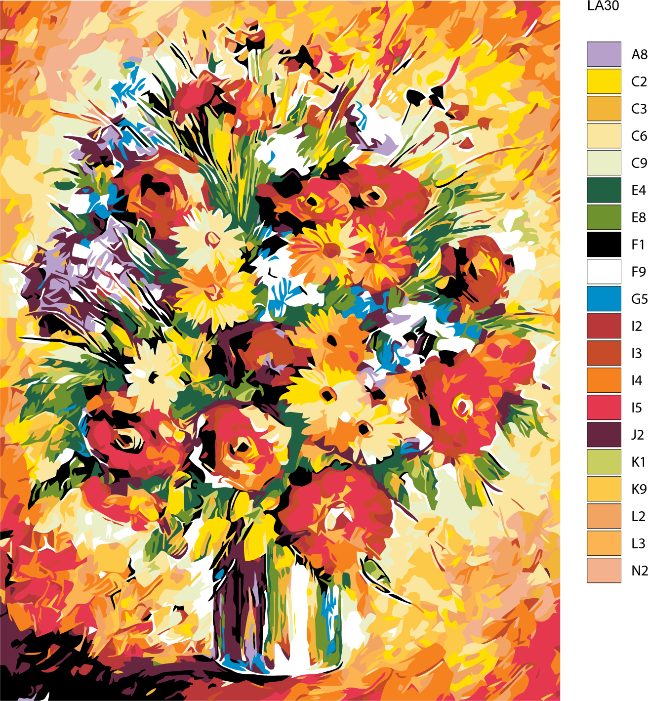 MALUJEŠ Malování podle čísel - VELKÁ KYTICE LUČNÍHO KVÍTÍ Rozměr: 40x50 cm, Rámování: bez rámu a bez vypnutí plátna
