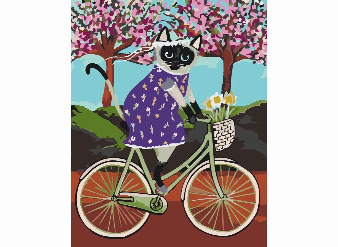 MALUJEŠ Malování podle čísel - KOČIČKA NA KOLE Rozměr: 30 x 40 cm, Rámování: bez rámu a bez vypnutí plátna