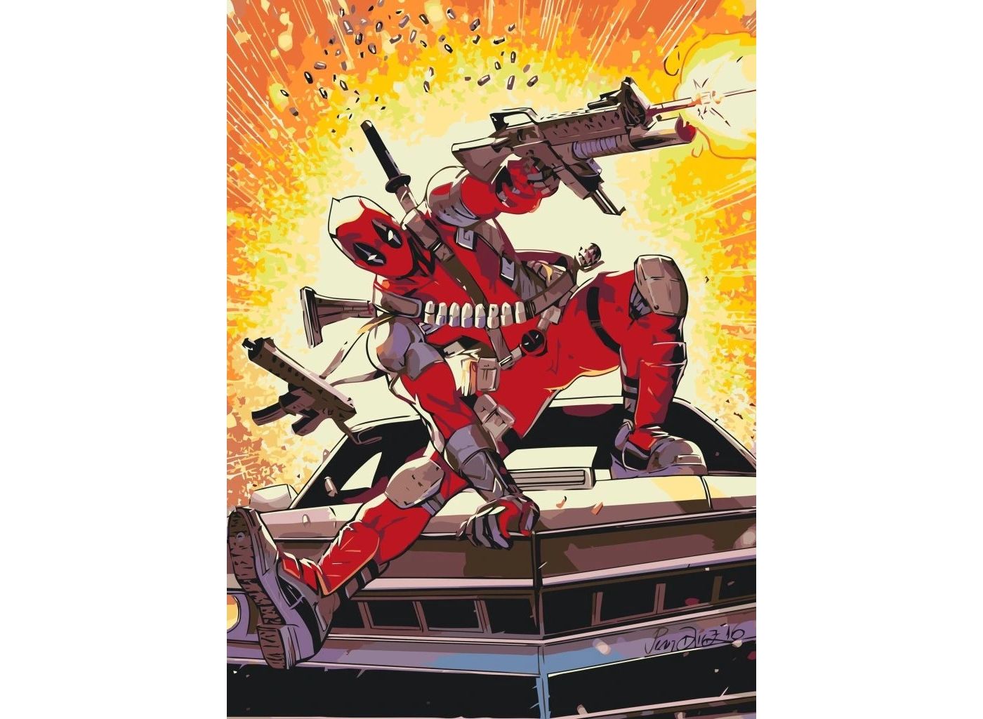 MALUJEŠ Malování podle čísel - DEADPOOL Rozměr: 80 x 100 cm, Rámování: bez rámu a bez vypnutí plátna