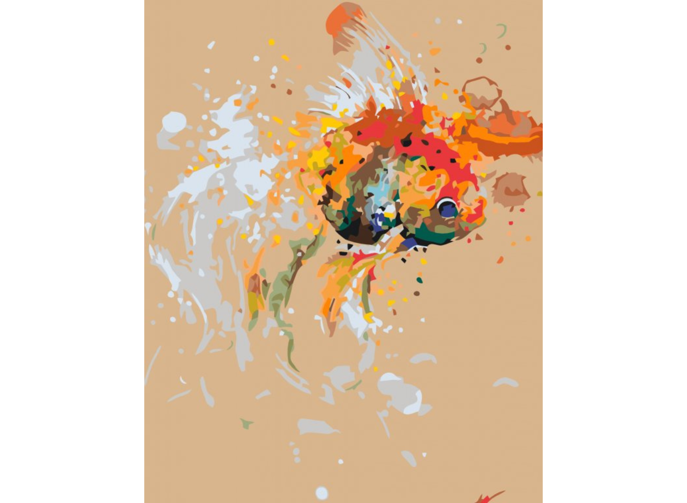 MALUJEŠ Malování podle čísel - ABSTRAKTNÍ RYBKA Rozměr: 40x50 cm, Rámování: vypnuté plátno na rám