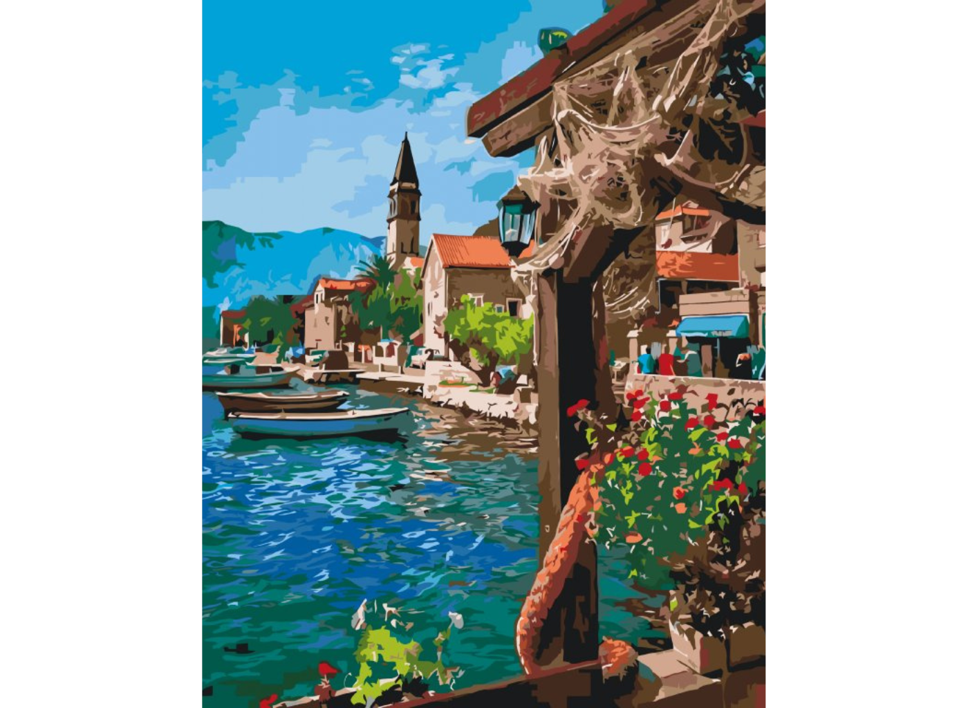MALUJEŠ Malování podle čísel - VÝHLED OD RYBÁŘE NA MOŘE Rozměr: 30x40 cm, Rámování: bez rámu a bez vypnutí plátna