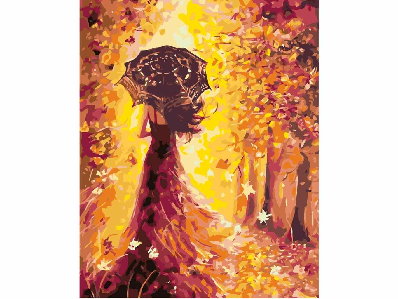 MALUJEŠ Malování podle čísel - ŽENA S DEŠTNÍKEM Rozměr: 30x40 cm, Rámování: bez rámu a bez vypnutí plátna