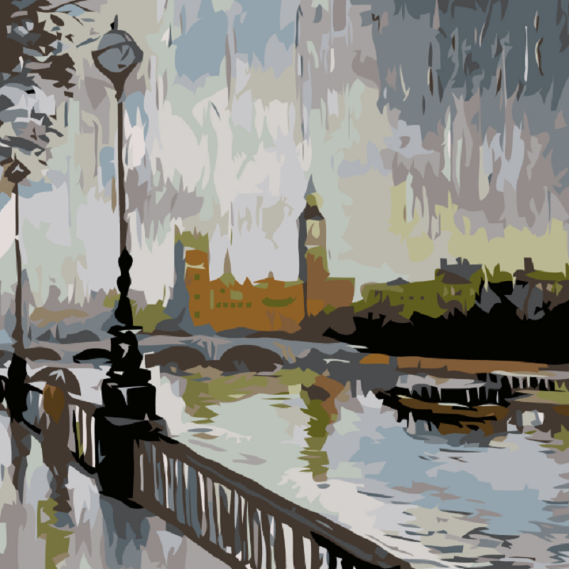 MALUJEŠ Malování podle čísel - POHLED NA BIG BEN Rozměr: 80x80 cm, Rámování: vypnuté plátno na rám