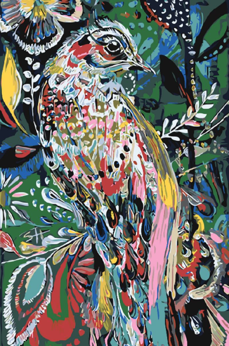 MALUJEŠ Malování podle čísel - MALOVANÝ PTÁK Rozměr: 80x120 cm, Rámování: vypnuté plátno na rám