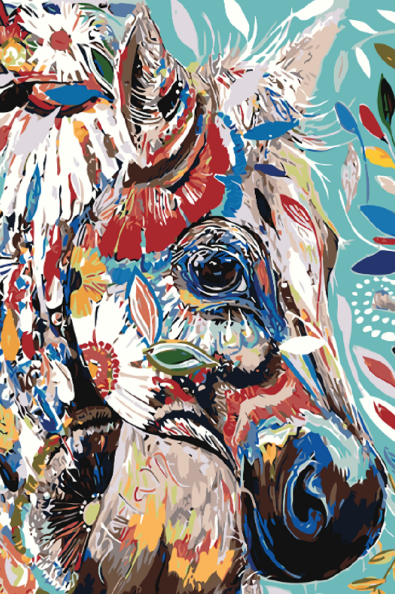 MALUJEŠ Malování podle čísel - KVĚTINOVÝ KŮŇ Rozměr: 60x80 cm, Rámování: bez rámu a bez vypnutí plátna