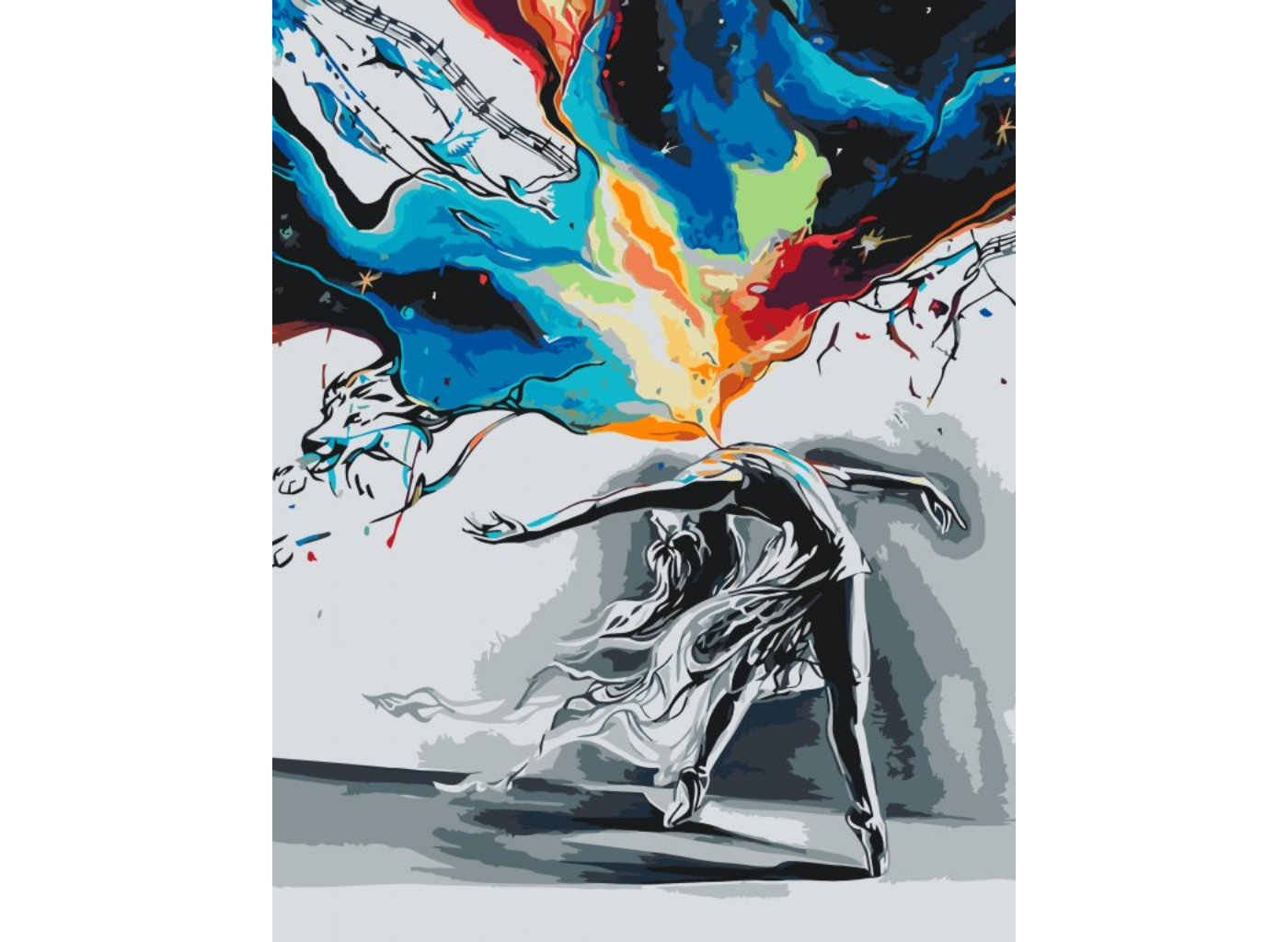 MALUJEŠ Malování podle čísel - TANEC V BOUŘI Rozměr: 40x50 cm, Rámování: vypnuté plátno na rám