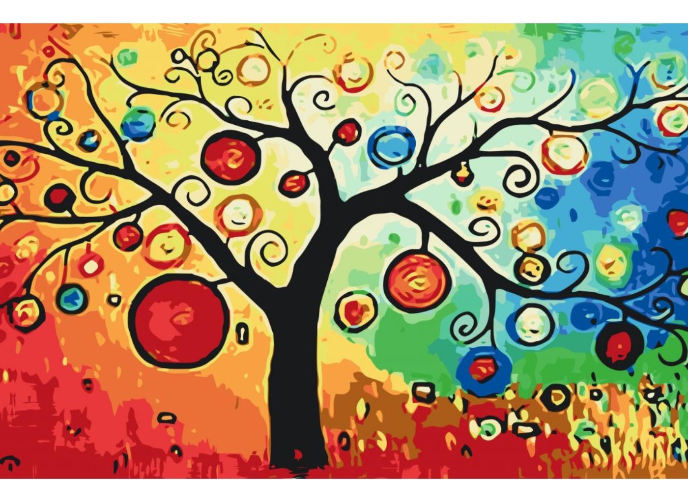 MALUJEŠ Malování podle čísel - OZDOBENÝ STROM Rozměr: 40 x 60 cm, Rámování: bez rámu a bez vypnutí plátna