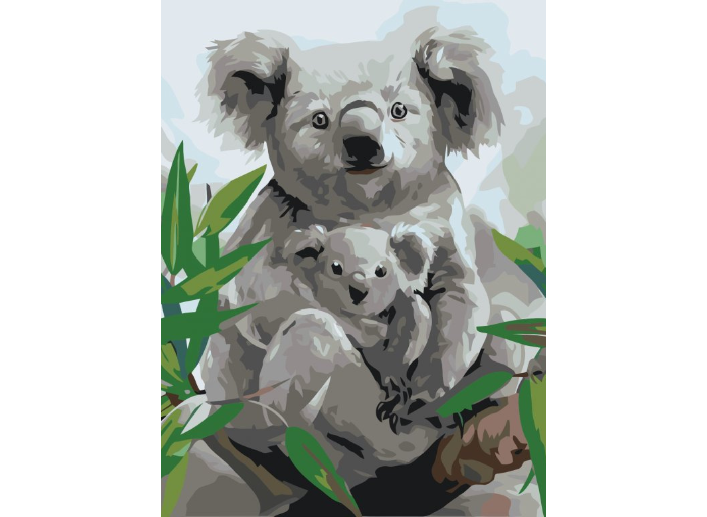 MALUJEŠ Malování podle čísel - KOALA S MLÁDĚTEM Rozměr: 80x100 cm, Rámování: vypnuté plátno na rám