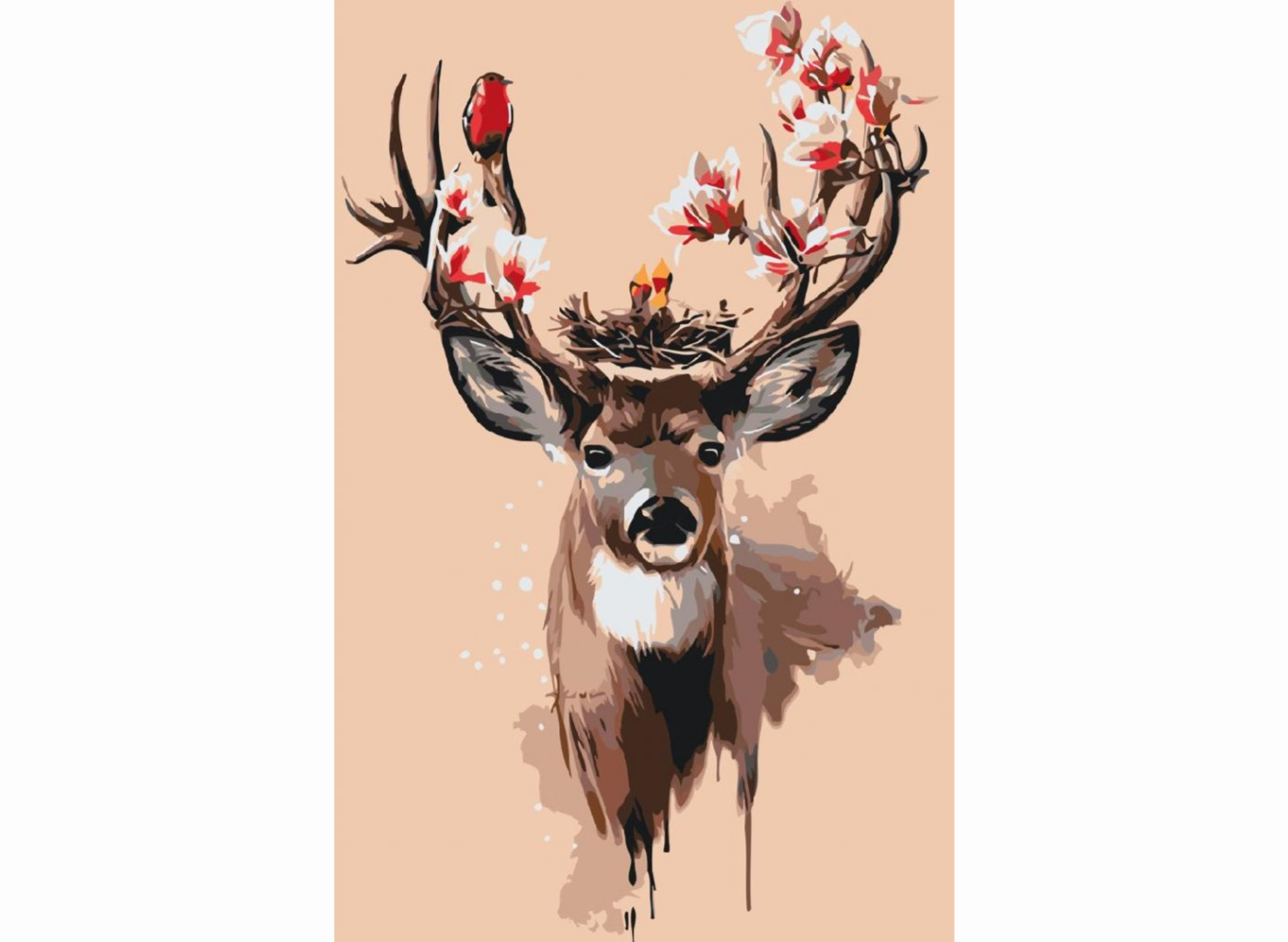 MALUJEŠ Malování podle čísel - JELEN S MAGNÓLIÍ Rozměr: 40 x 60 cm, Rámování: bez rámu a bez vypnutí plátna