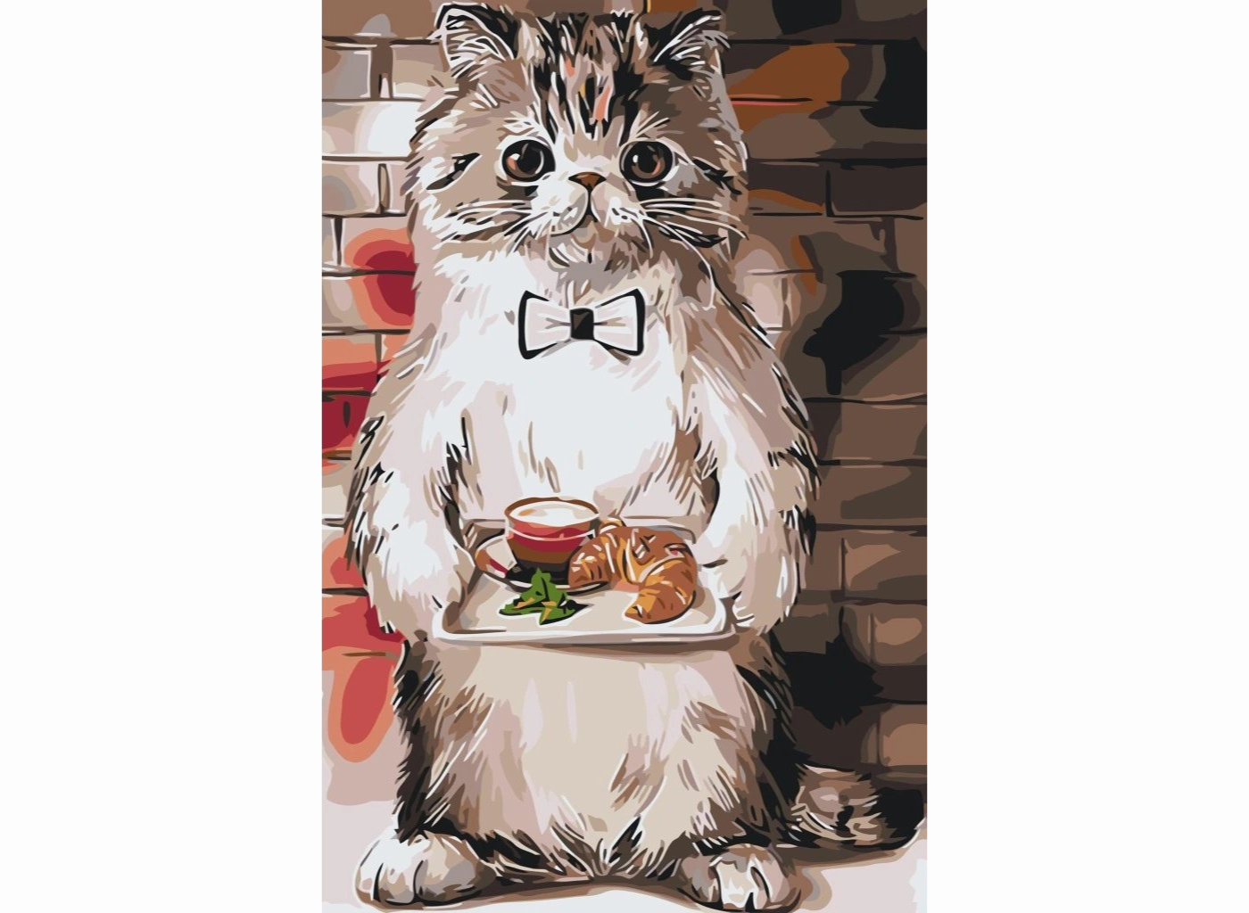 MALUJEŠ Malování podle čísel - KOCOUR SE SNÍDANÍ Rozměr: 40 x 60 cm, Rámování: bez rámu a bez vypnutí plátna