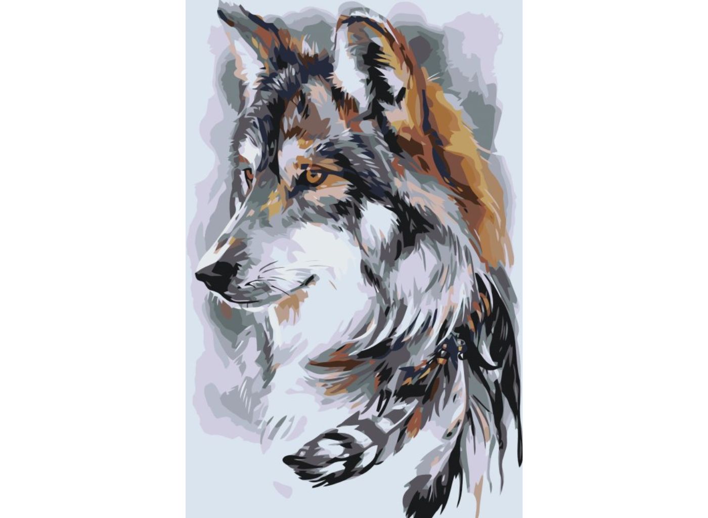 MALUJEŠ Malování podle čísel - VLK A PEŘÍČKA Rozměr: 40 x 60 cm, Rámování: bez rámu a bez vypnutí plátna