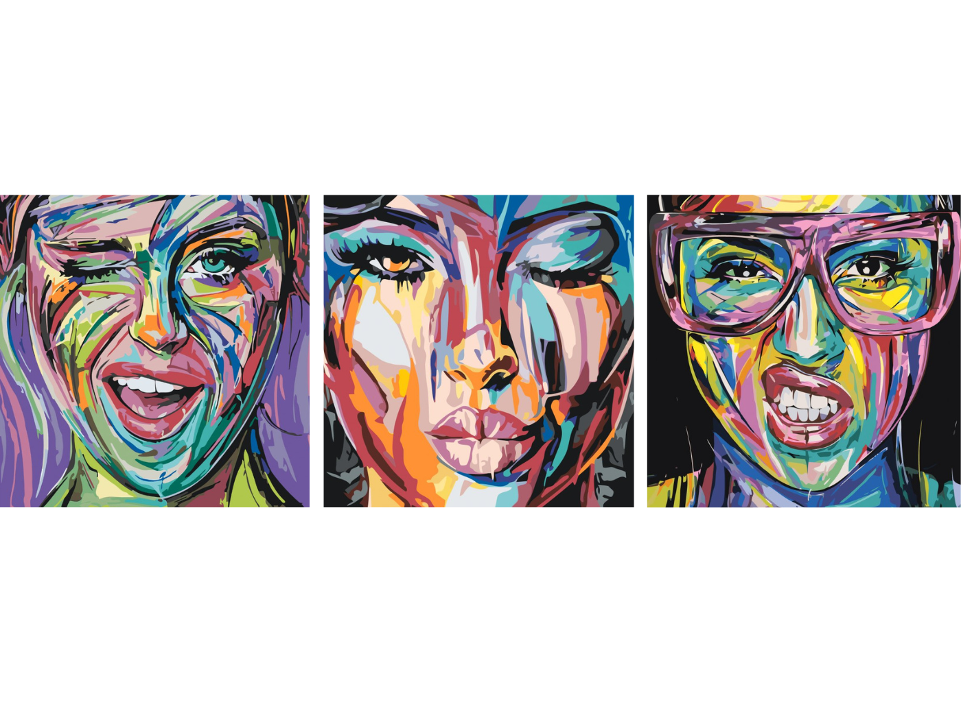 MALUJEŠ Malování podle čísel - SET POMALOVANÁ DÍVČÍ TVÁŘ Rozměr: 80x80 cm, Rámování: bez rámu a bez vypnutí plátna