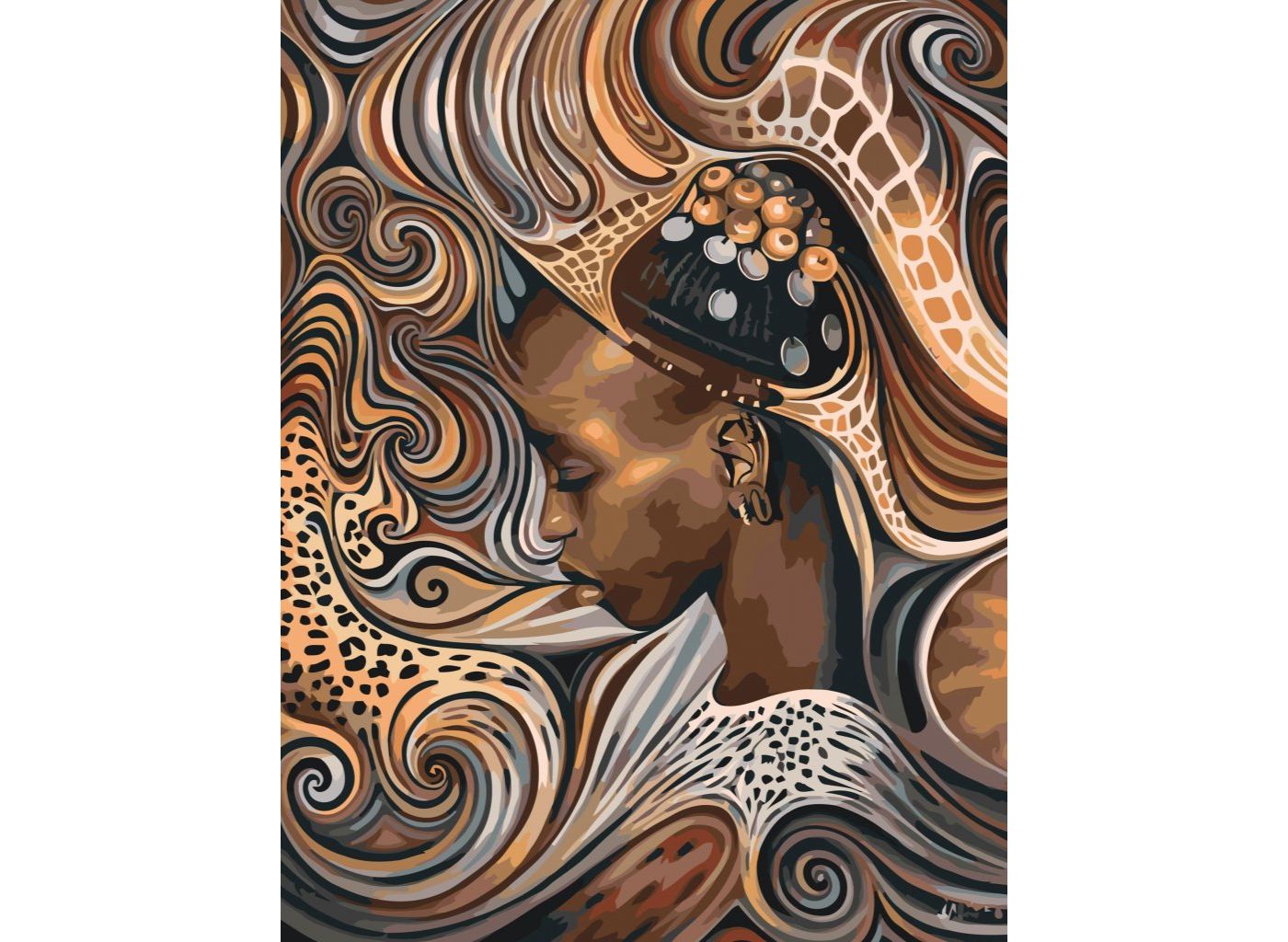 MALUJEŠ Malování podle čísel - AFRICKÁ DOMORODÁ DÍVKA Rozměr: 40 x 50 cm, Rámování: vypnuté plátno na rám