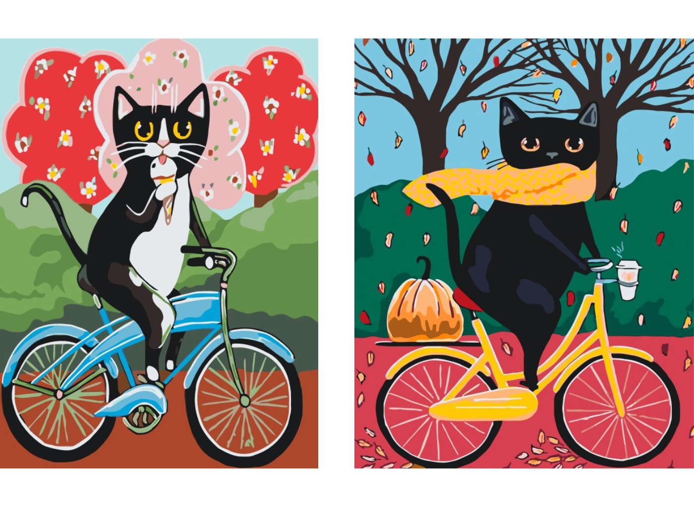 MALUJEŠ Malování podle čísel - SET KOČKY NA KOLE Rozměr: 40x50 cm, Rámování: bez rámu a bez vypnutí plátna