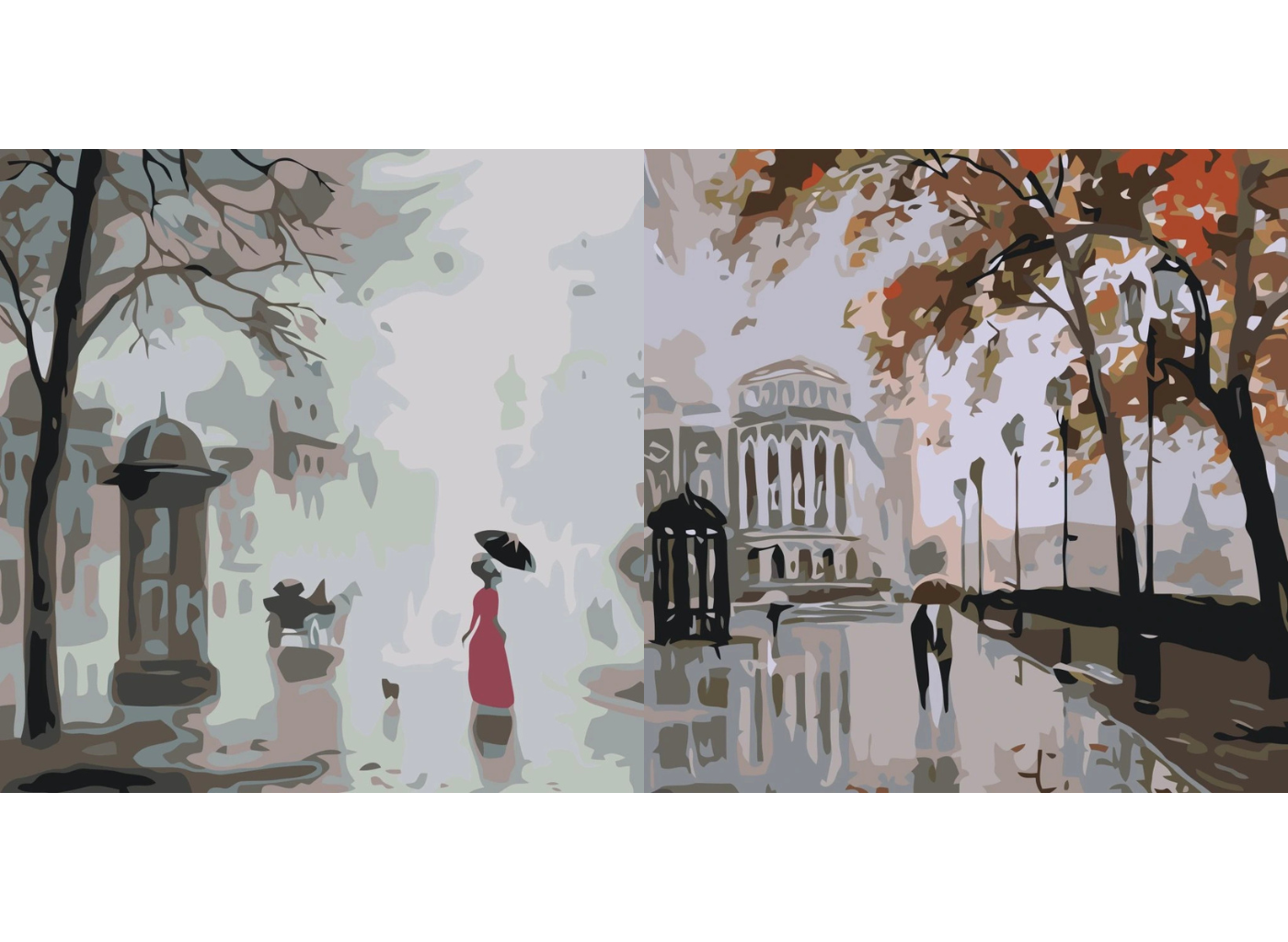MALUJEŠ Malování podle čísel - SET LISTOPADOVÉ POČASÍ Rozměr: 80x80 cm, Rámování: bez rámu a bez vypnutí plátna
