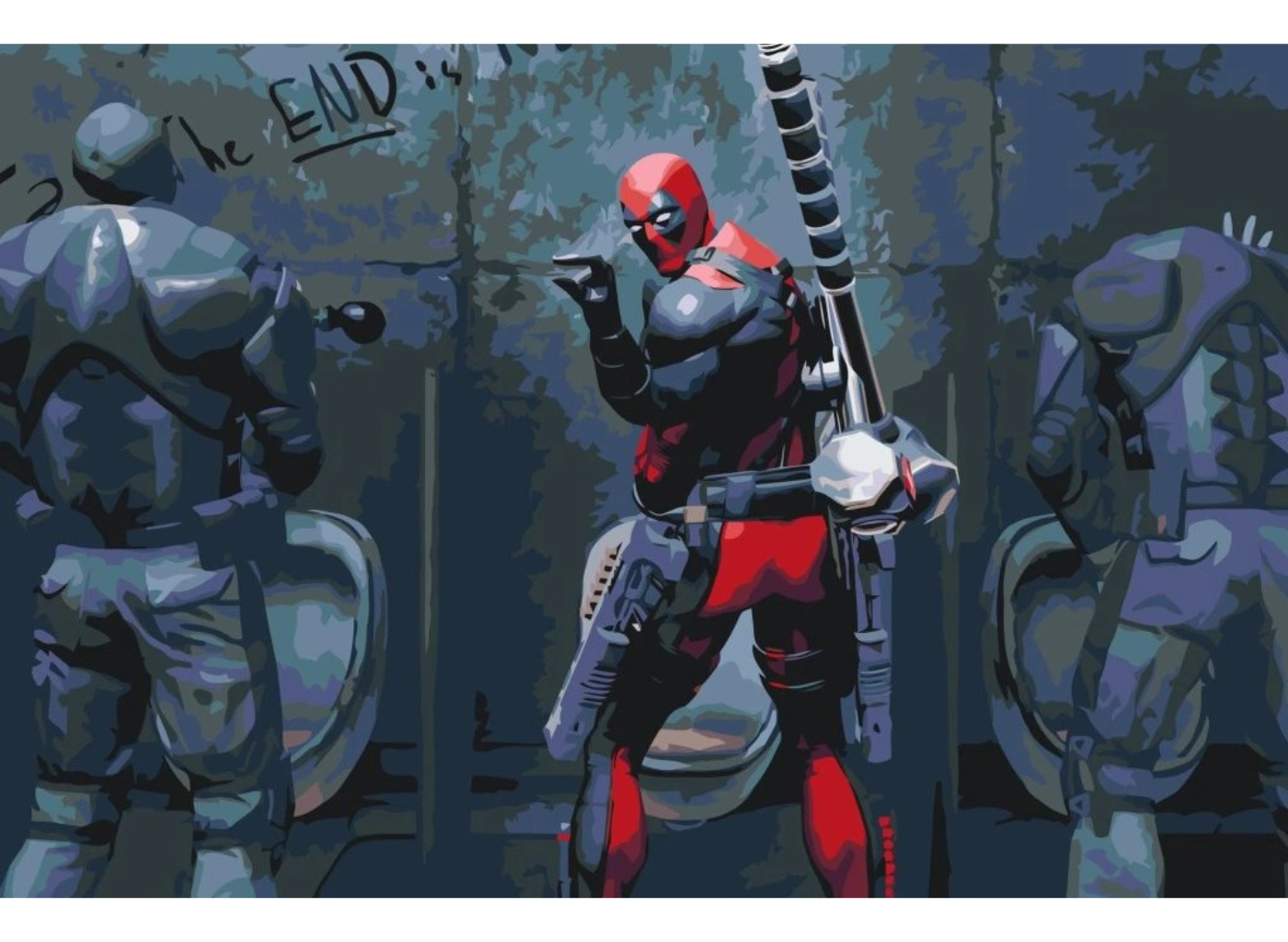 MALUJEŠ Malování podle čísel - DEADPOOL (THE END IS NEAR) Rozměr: 40 x 60 cm, Rámování: vypnuté plátno na rám
