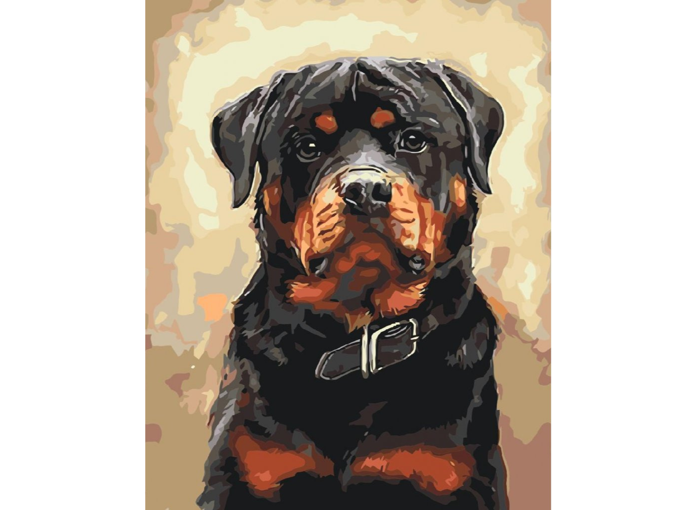 MALUJEŠ Malování podle čísel - VELKÝ ČERNÝ ROTVAJLER Rozměr: 30 x 40 cm, Rámování: bez rámu a bez vypnutí plátna
