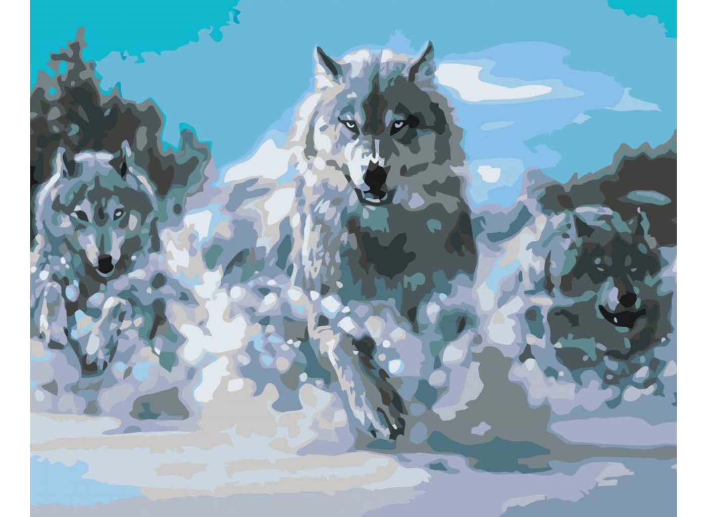 MALUJEŠ Malování podle čísel - BĚŽÍCÍ VLCI Rozměr: 40x50 cm, Rámování: bez rámu a bez vypnutí plátna