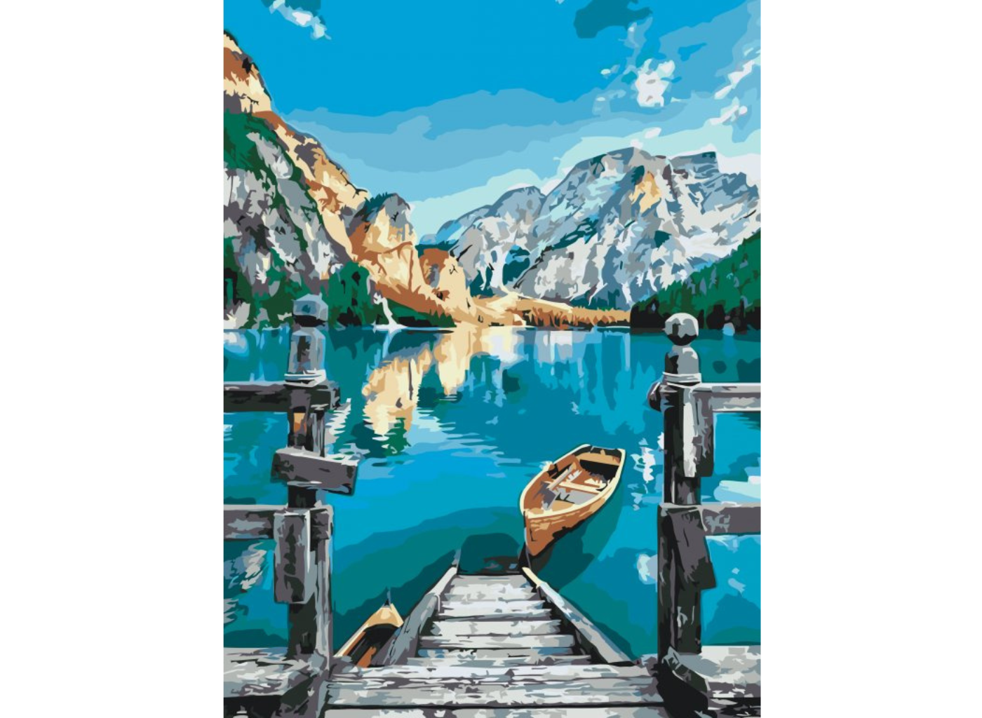 MALUJEŠ Malování podle čísel - U JEZERA Rozměr: 80x100 cm, Rámování: vypnuté plátno na rám