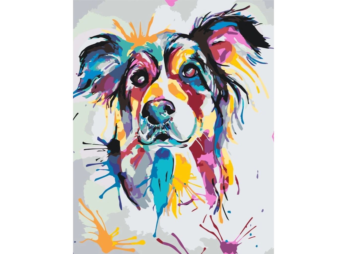 MALUJEŠ Malování podle čísel - KRÁSNÝ MALOVANÝ PES Rozměr: 30 x 40 cm, Rámování: bez rámu a bez vypnutí plátna