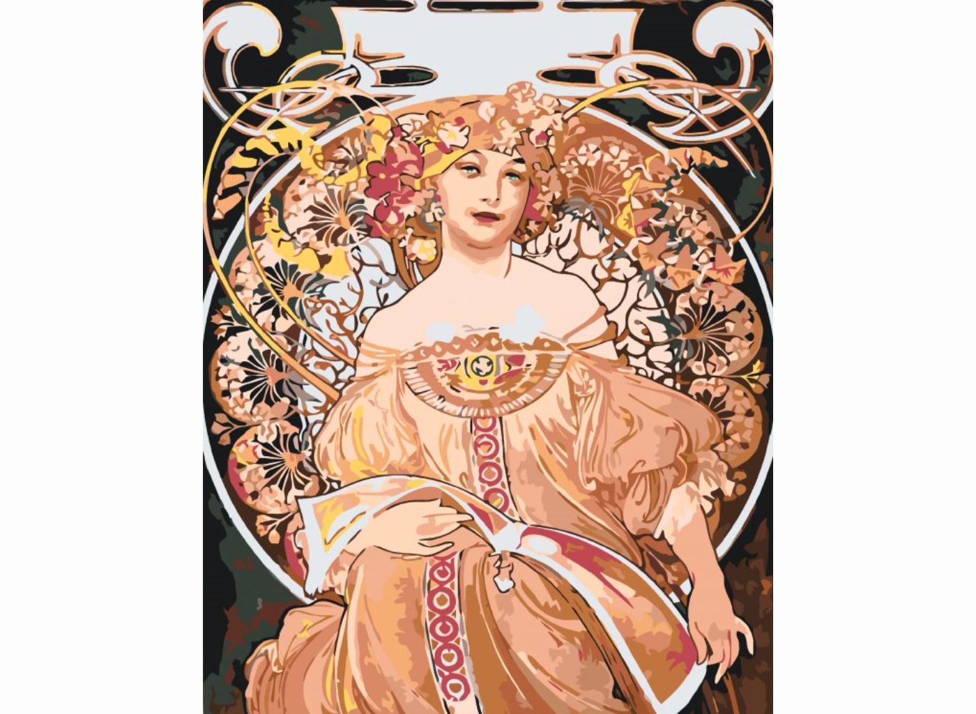 MALUJEŠ Malování podle čísel - A. MUCHA - DENNÍ SEN Rozměr: 60 x 80 cm, Rámování: vypnuté plátno na rám