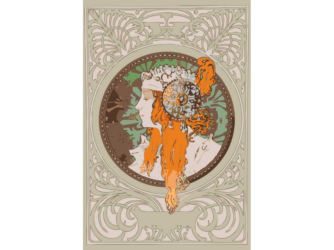MALUJEŠ Malování podle čísel - A.MUCHA - BYZANTSKÁ HLAVA Rozměr: 60x80 cm, Rámování: bez rámu a bez vypnutí plátna