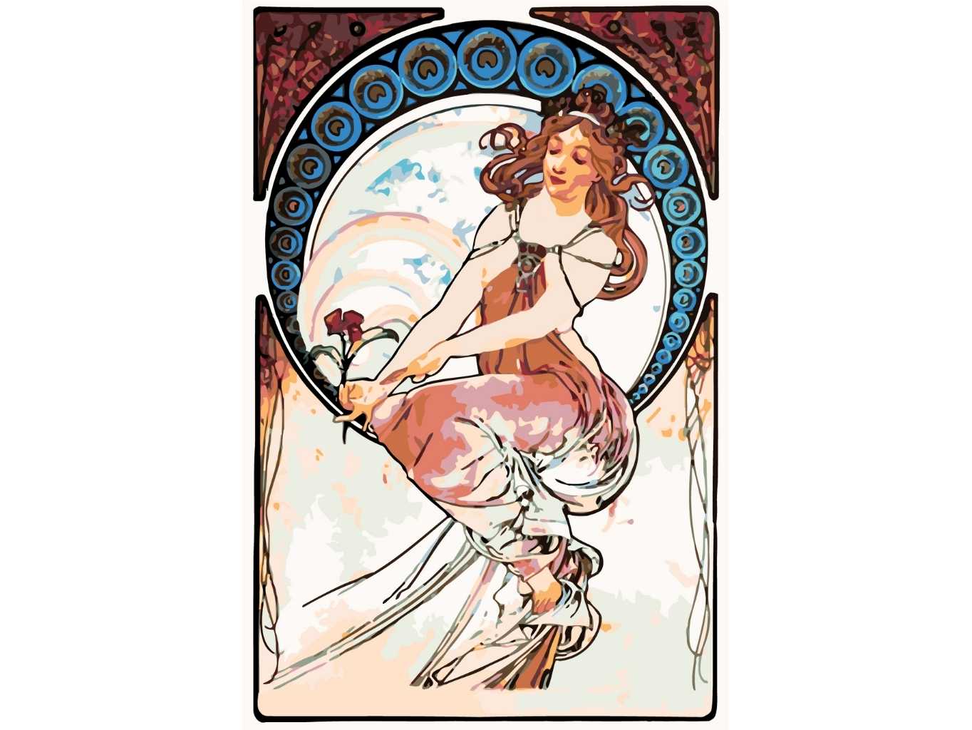 MALUJEŠ Malování podle čísel - A.MUCHA - MALOVÁNÍ Rozměr: 40x60 cm, Rámování: vypnuté plátno na rám