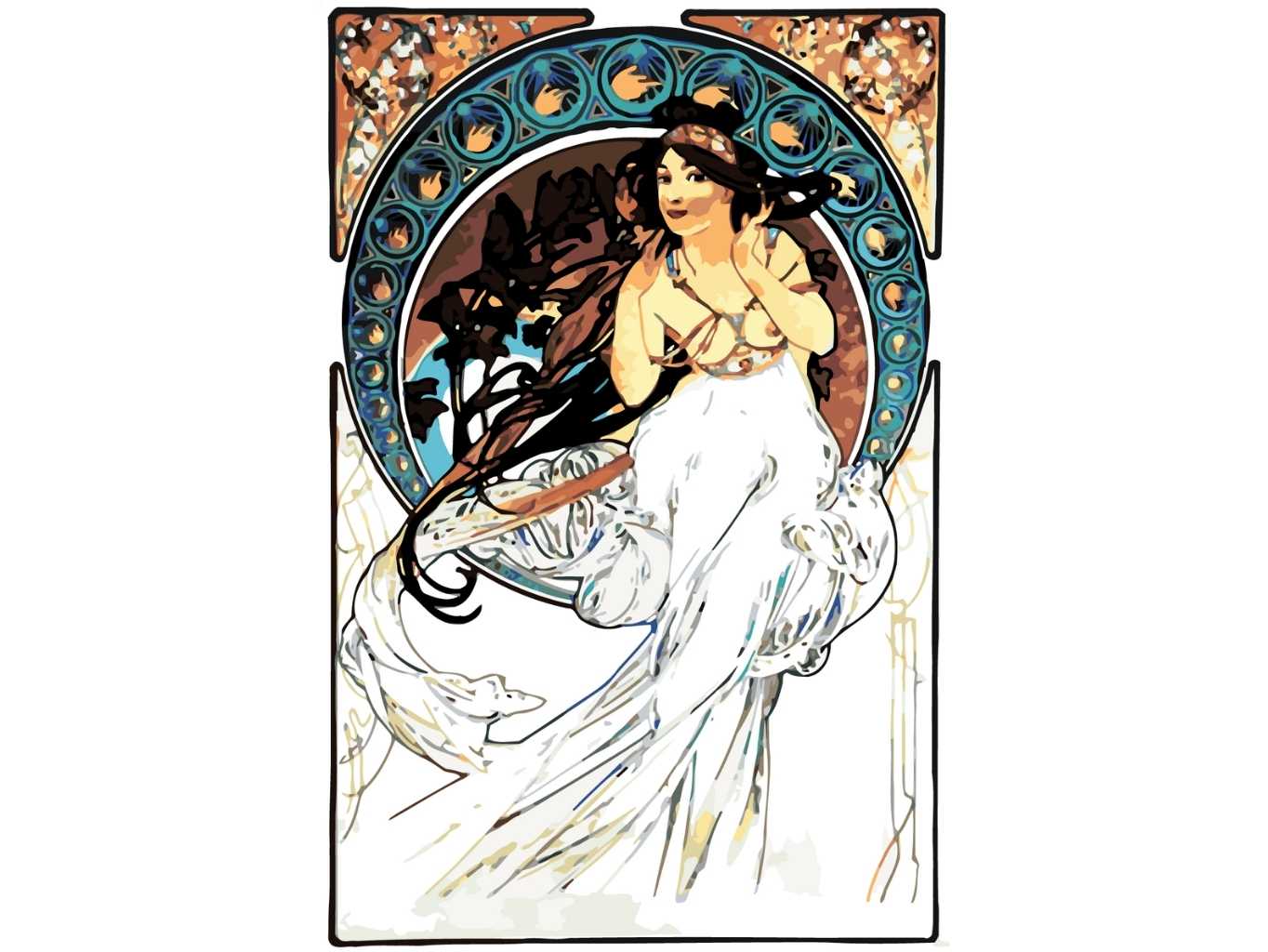 MALUJEŠ Malování podle čísel - A.MUCHA - MUZIKA Rozměr: 40x60 cm, Rámování: vypnuté plátno na rám