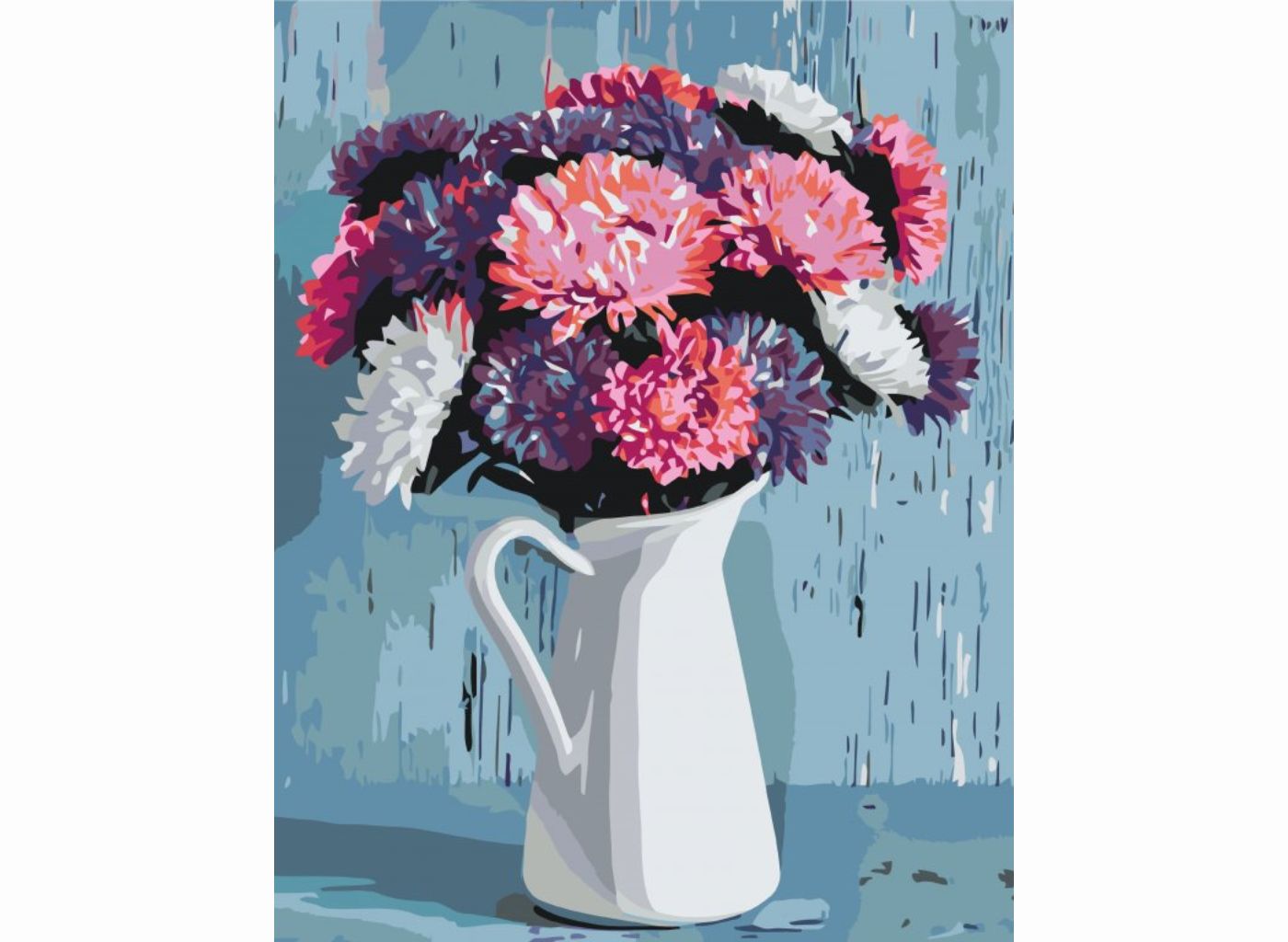 MALUJEŠ Malování podle čísel - BAREVNÉ JIŘINY V BÍLÉ VÁZE Rozměr: 30x40 cm, Rámování: bez rámu a bez vypnutí plátna