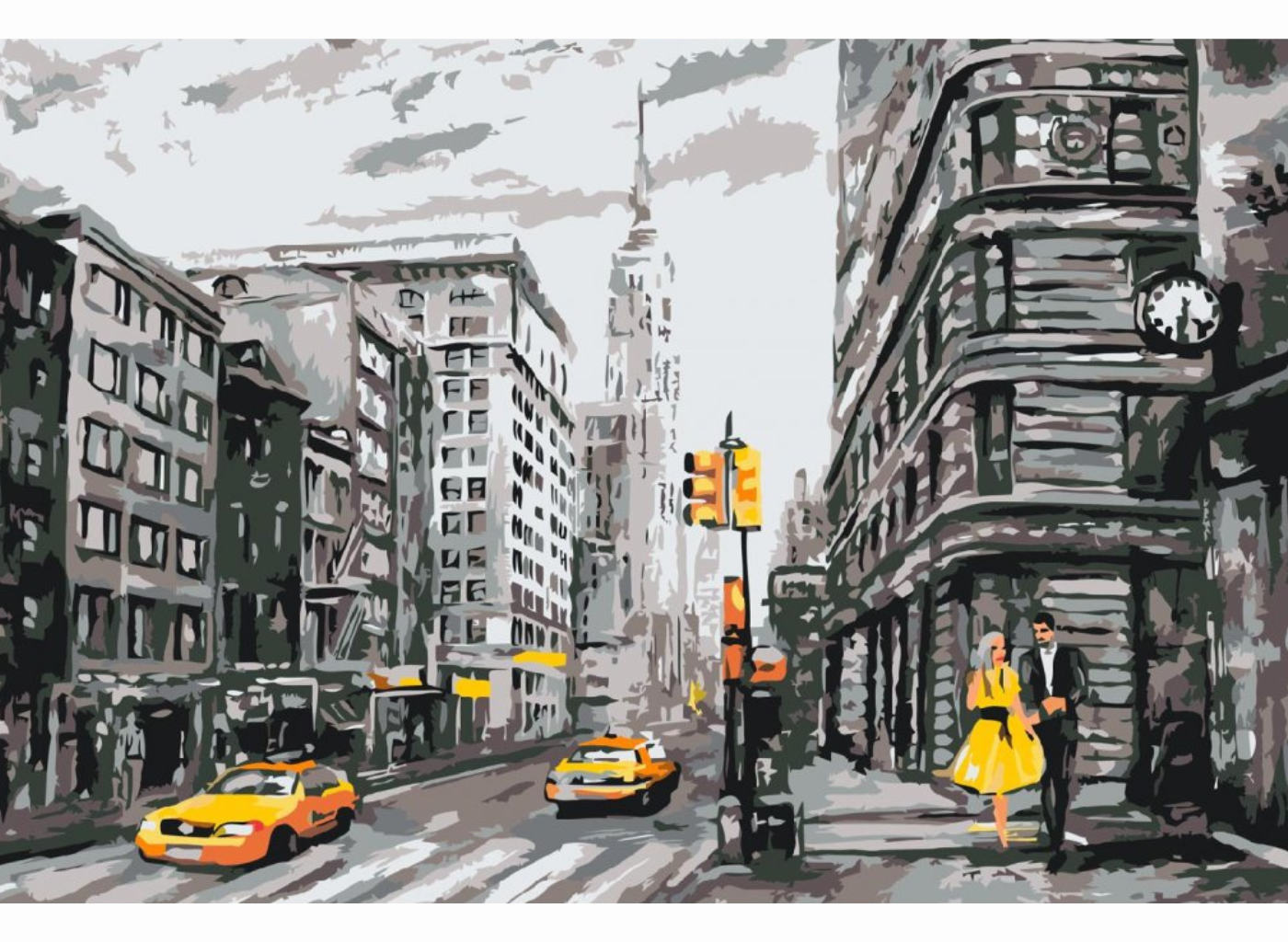 MALUJEŠ Malování podle čísel - ČERNOŽLUTÝ NY Rozměr: 60 x 80 cm, Rámování: vypnuté plátno na rám