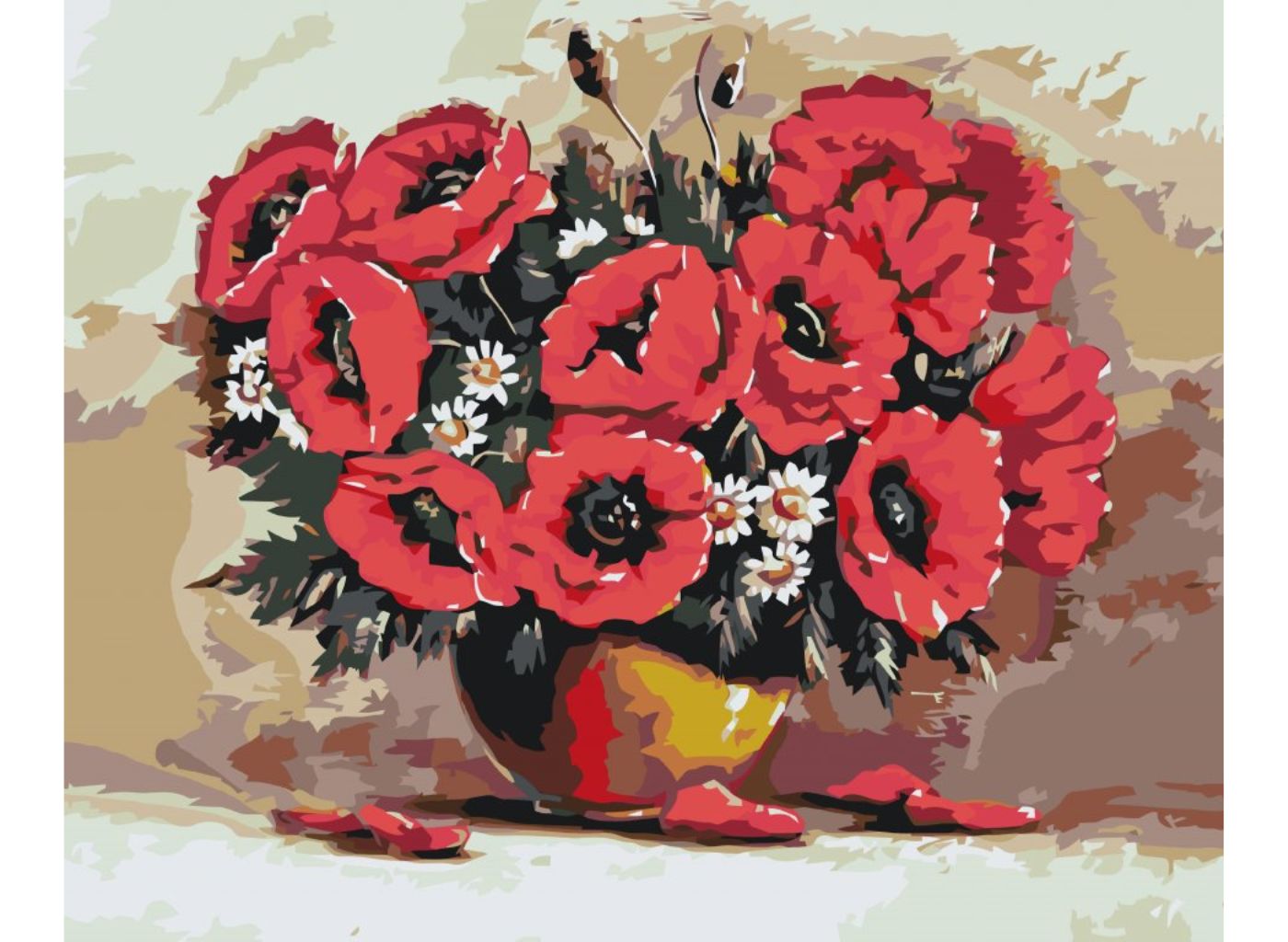 MALUJEŠ Malování podle čísel - VLČÍ MÁKY S BÍLÝMI KVÍTKY Rozměr: 80 x 100 cm, Rámování: vypnuté plátno na rám