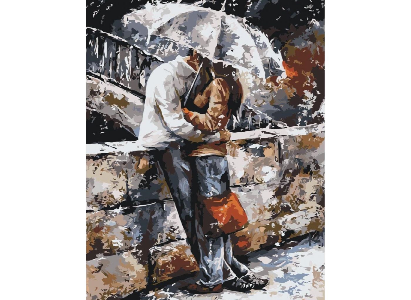 MALUJEŠ Malování podle čísel - POLIBEK NA MOSTĚ Rozměr: 80 x 100 cm, Rámování: bez rámu a bez vypnutí plátna